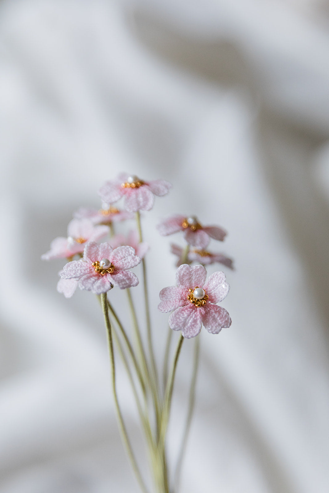 Microcrochet Gold Bead Flower Bookmark