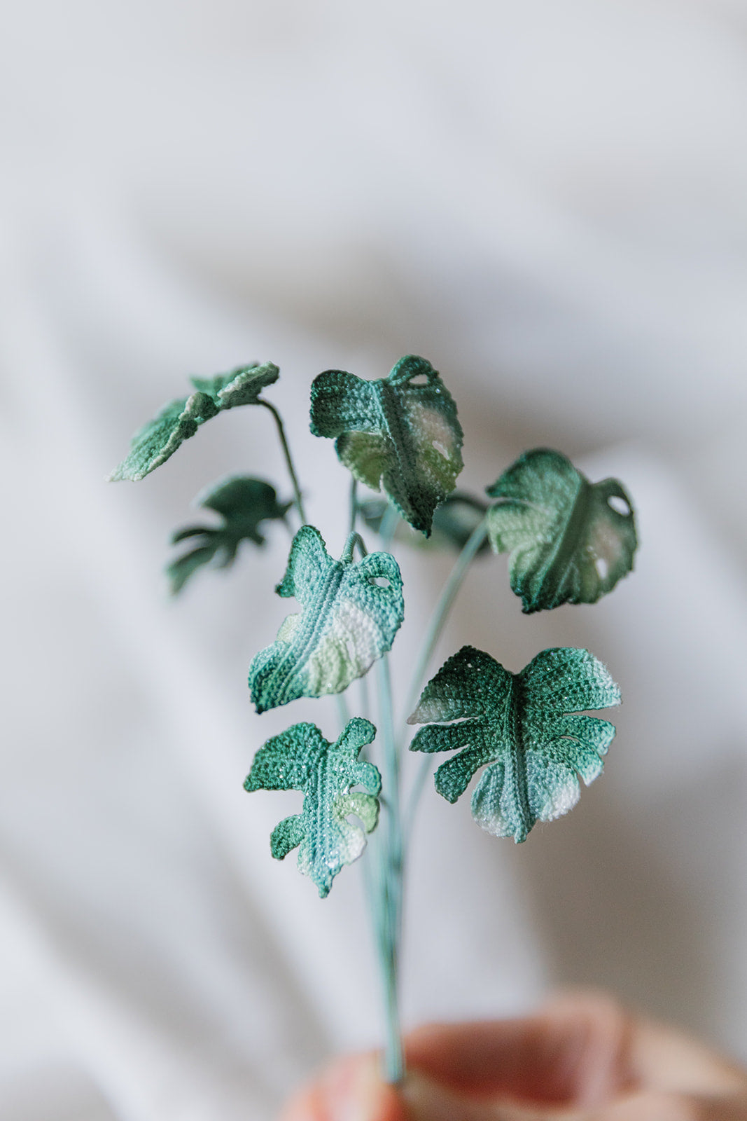 Microcrochet Monstera Bookmark