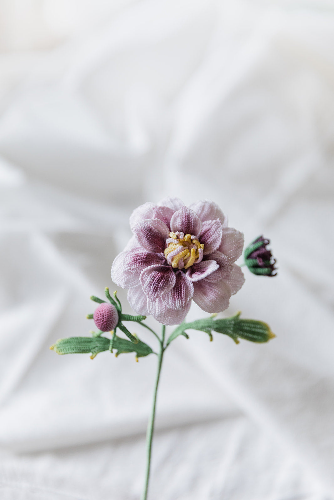 Microcrochet Purple Dahlia Bookmark