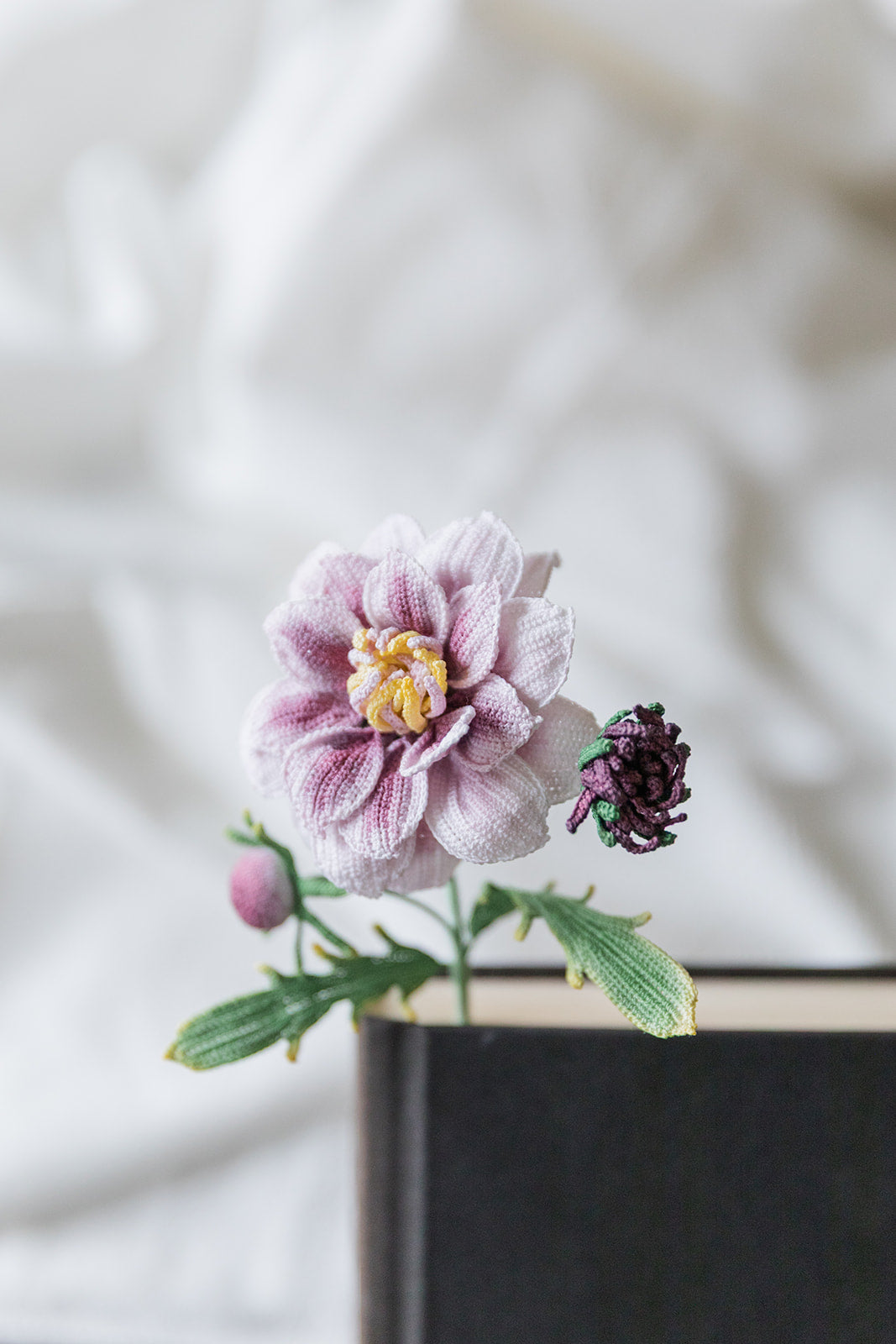 Microcrochet Purple Dahlia Bookmark