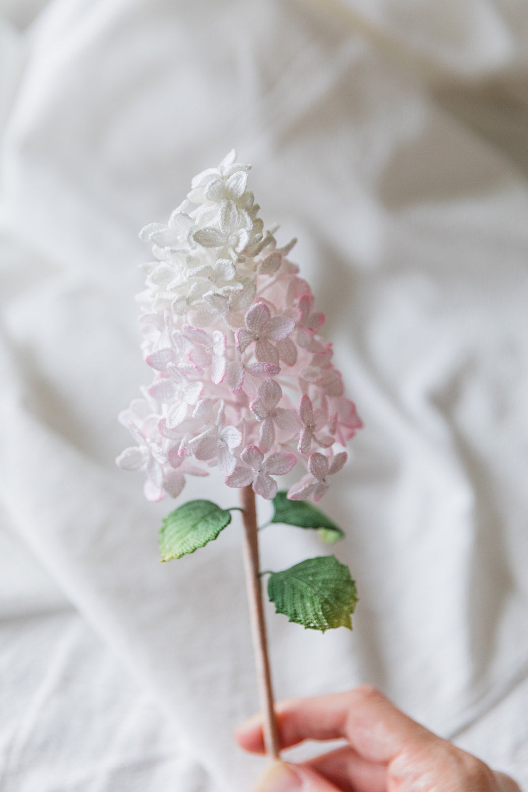 Microcrochet Vanilla Strawberry Hydrangea Bookmark