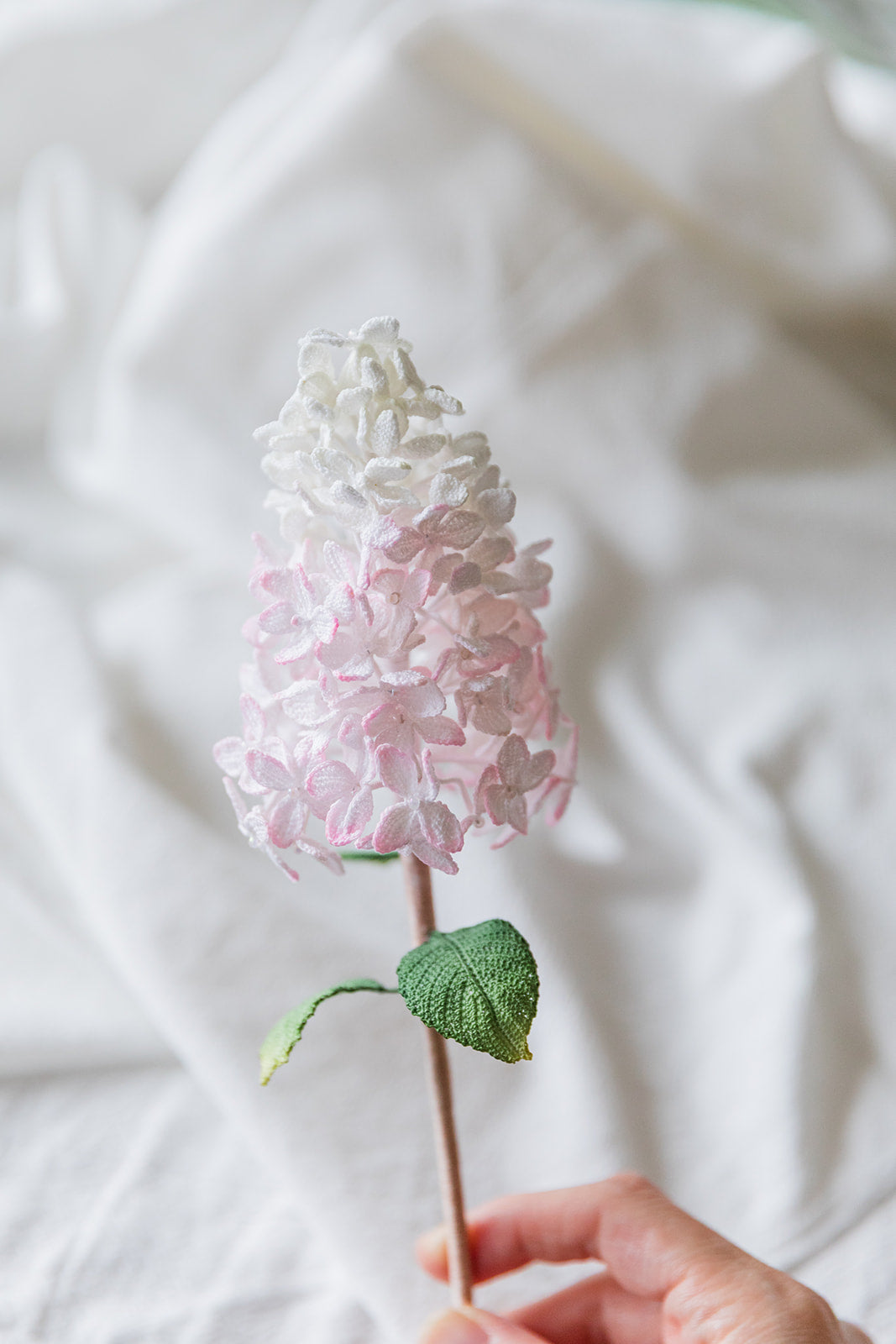 Microcrochet Vanilla Strawberry Hydrangea Bookmark