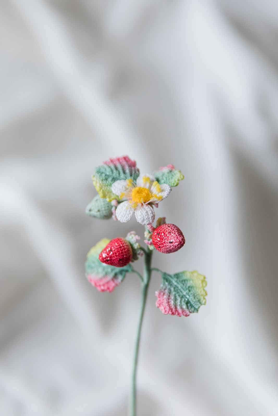 Microcrochet Red Strawberry Bookmark